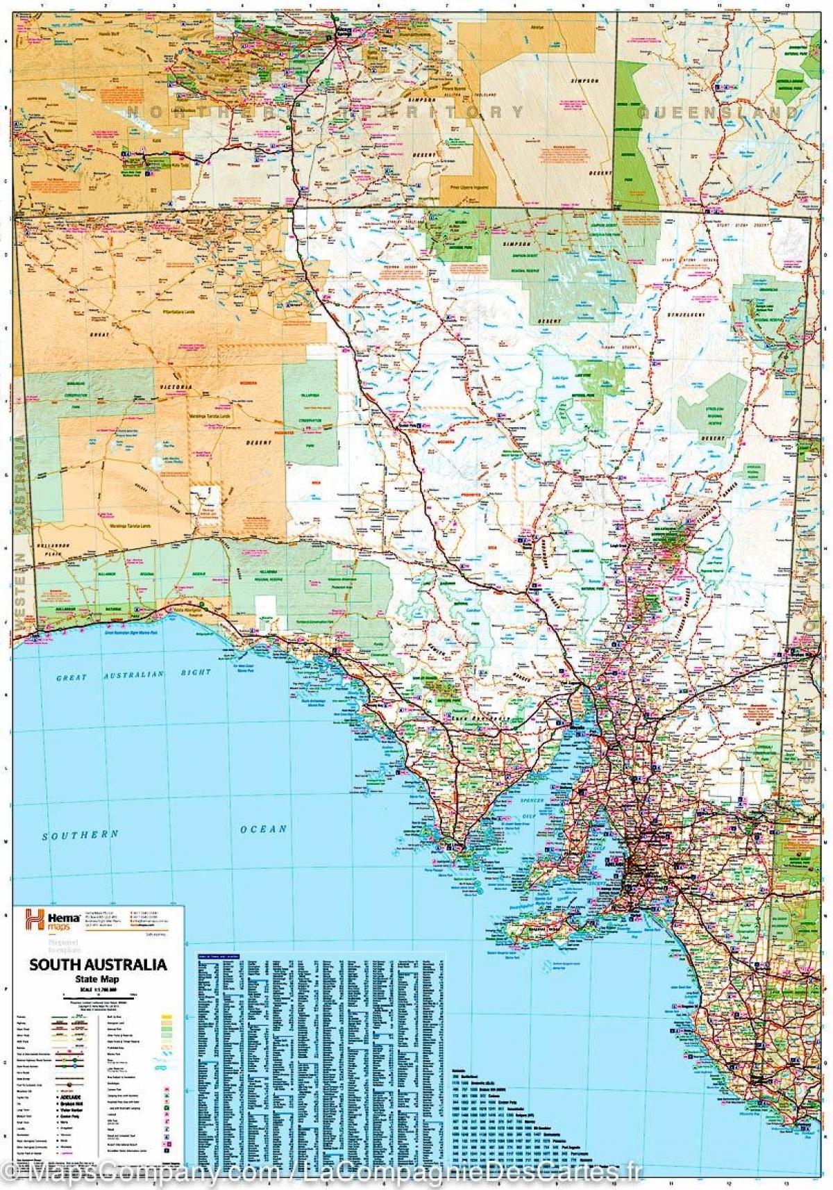 mappa di sud Australia