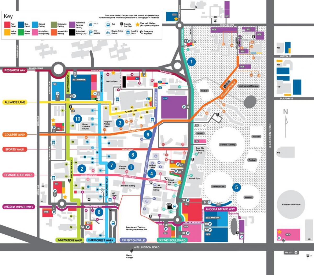mappa della Monash university