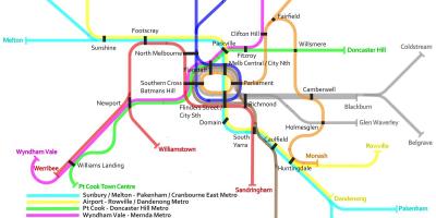 Il treno della metropolitana mappa di Melbourne