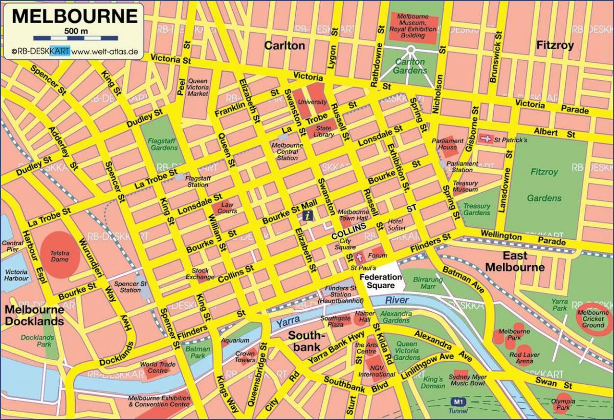 mappa di città di Melbourne