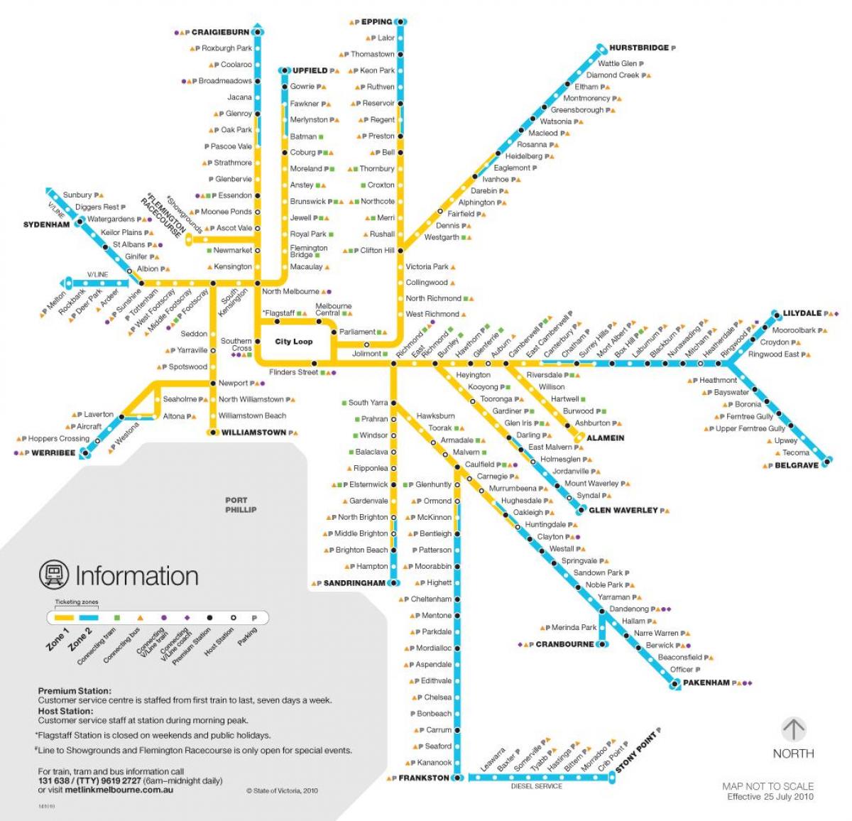 linea ferroviaria mappa di Melbourne