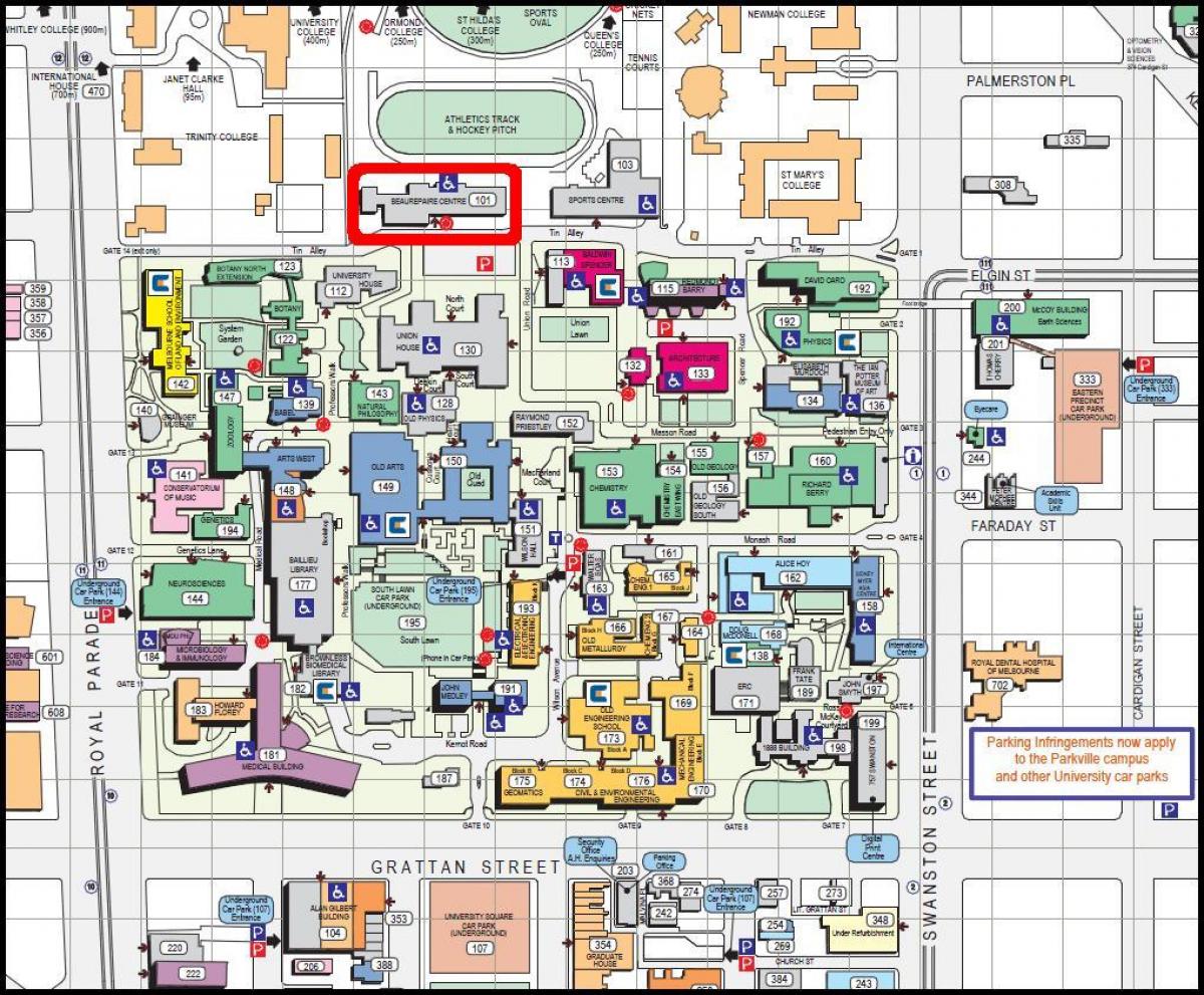 mappa di l'università di Melbourne