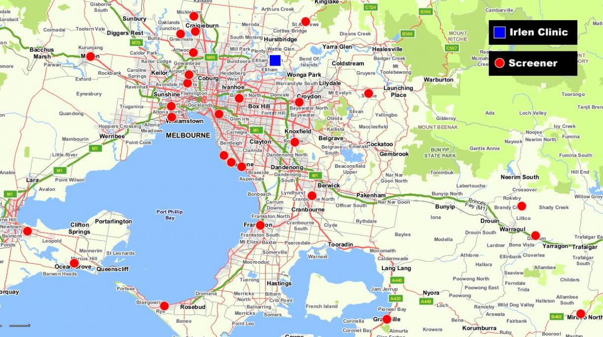 mappa di maggiore Melbourne