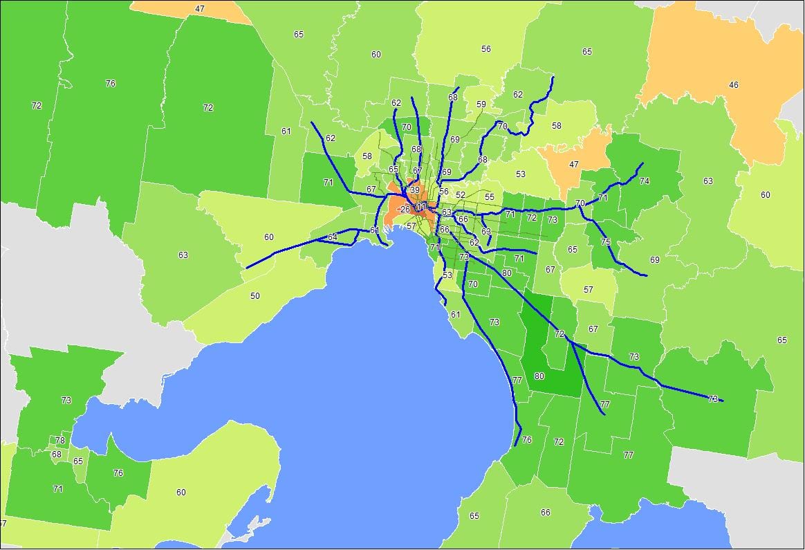 mappa di Melbourne cbd