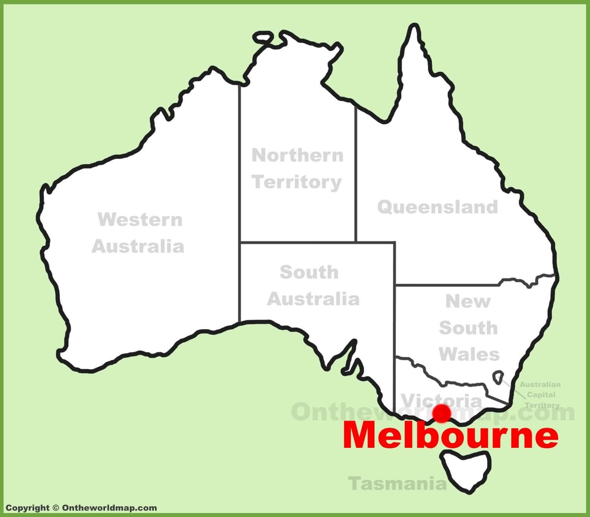 mappa di Melbourne, in Australia