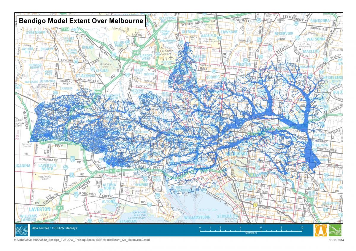 mappa di Melbourne alluvione