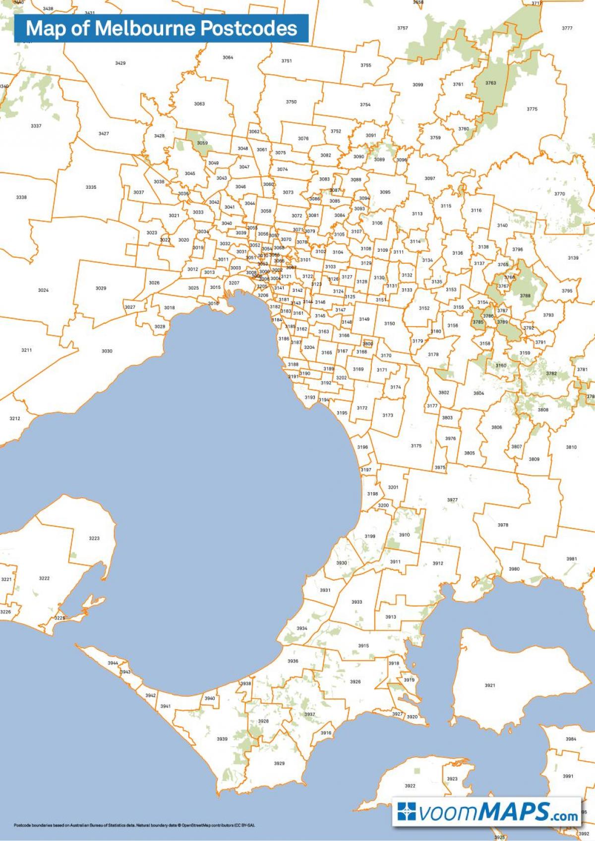 mappa di Melbourne, codici di avviamento postale di