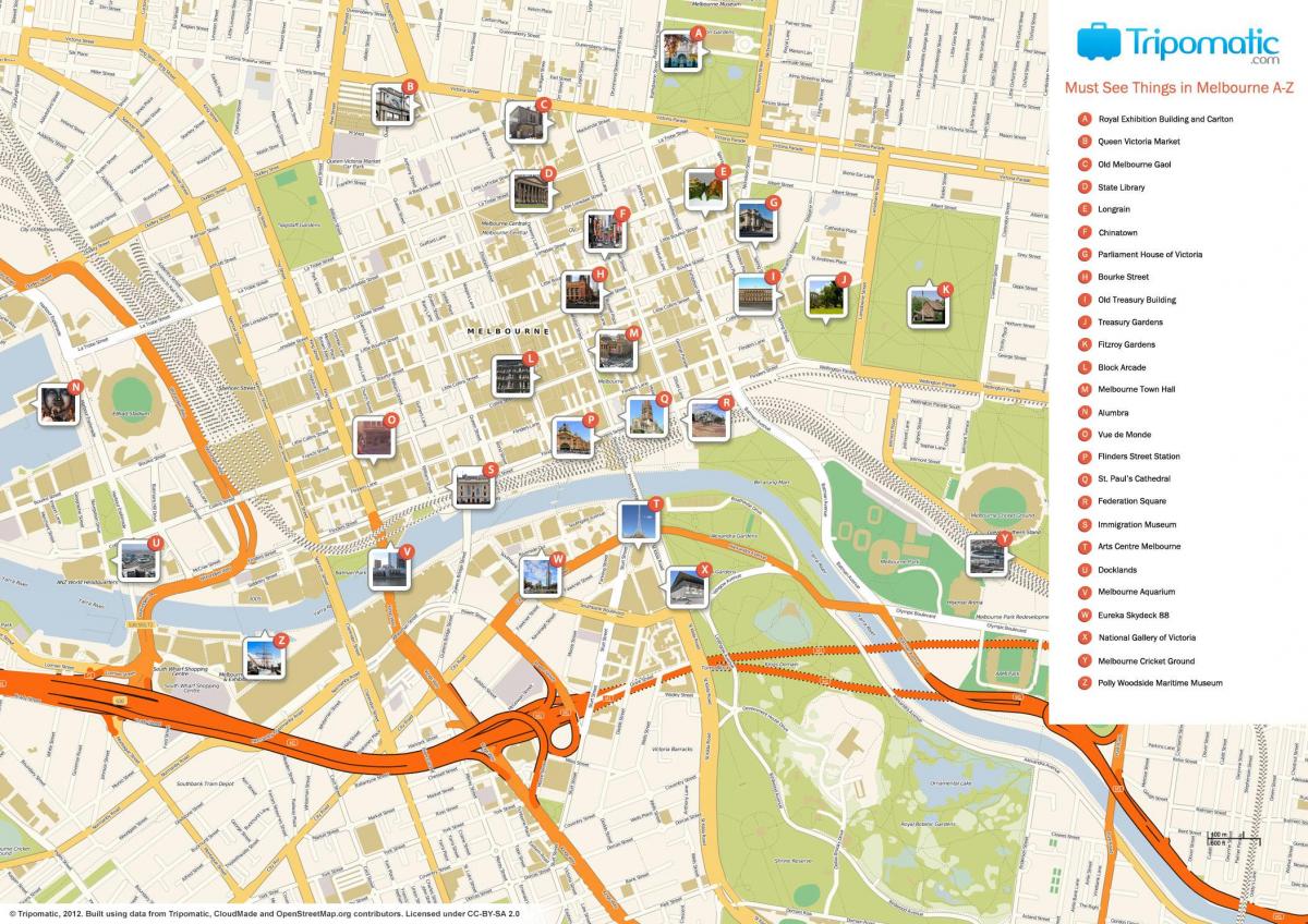 Melbourne mappa del turismo