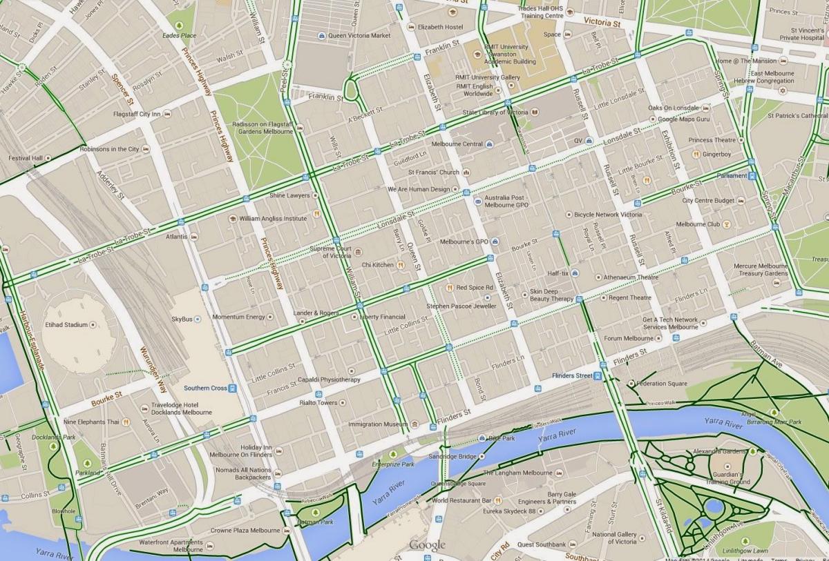 mappa del cbd di Melbourne