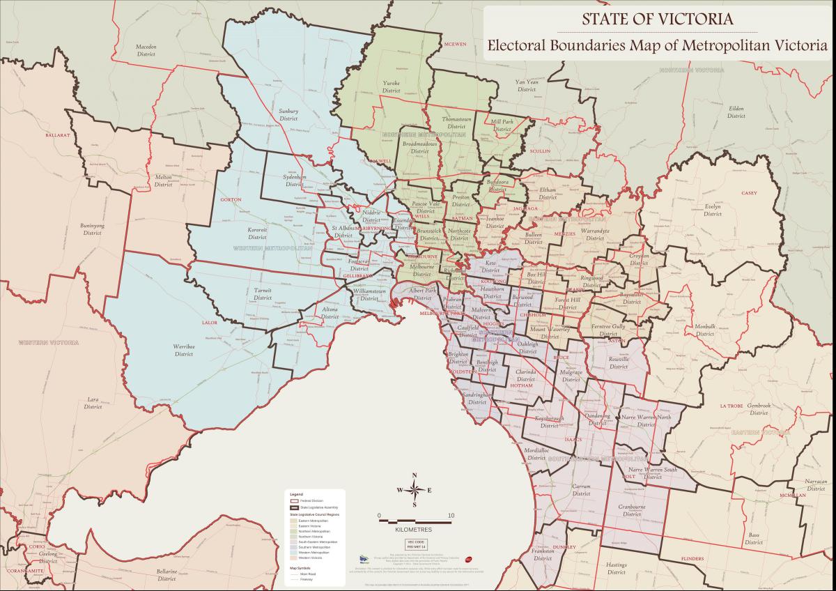 mappa di Melbourne periferia est