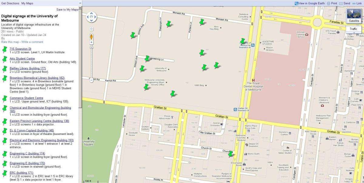 mappa della università di Melbourne