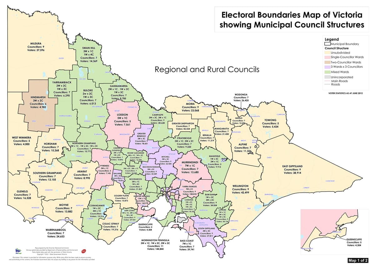 mappa di Victoria, in Australia