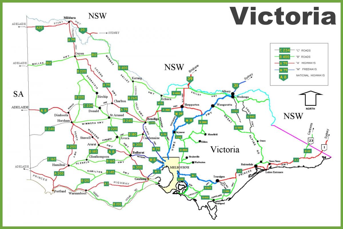 mappa di Victoria, in Australia