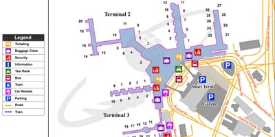 L'aeroporto Tullamarine di Melbourne mappa