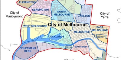 Mappa della città di Melbourne